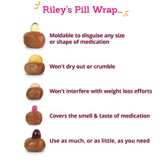 Riley's sabor queso y tocino para pastillas de perros, mejora la aceptación de la medicación.