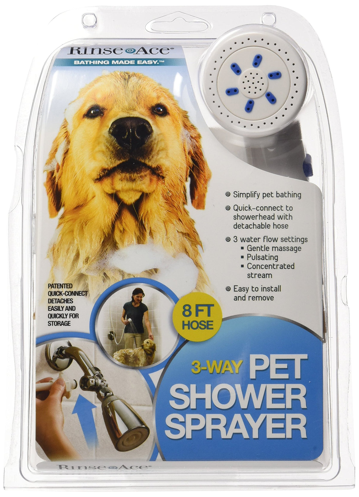 Rinse Ace Ducha para Mascotas con conexión rápida, instalación sencilla.