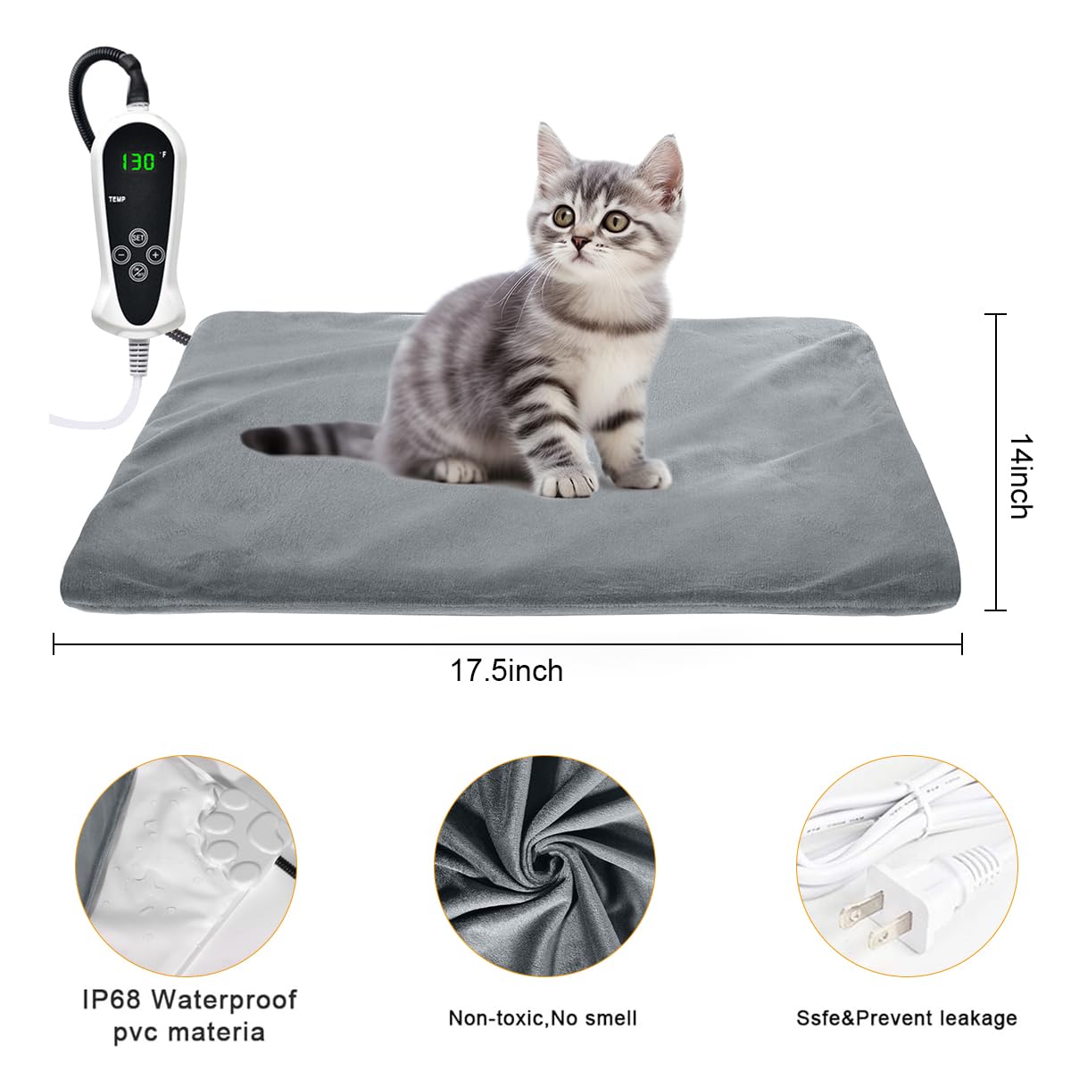 Riogoo almohadilla de calor con tela Oxford floral para mascota