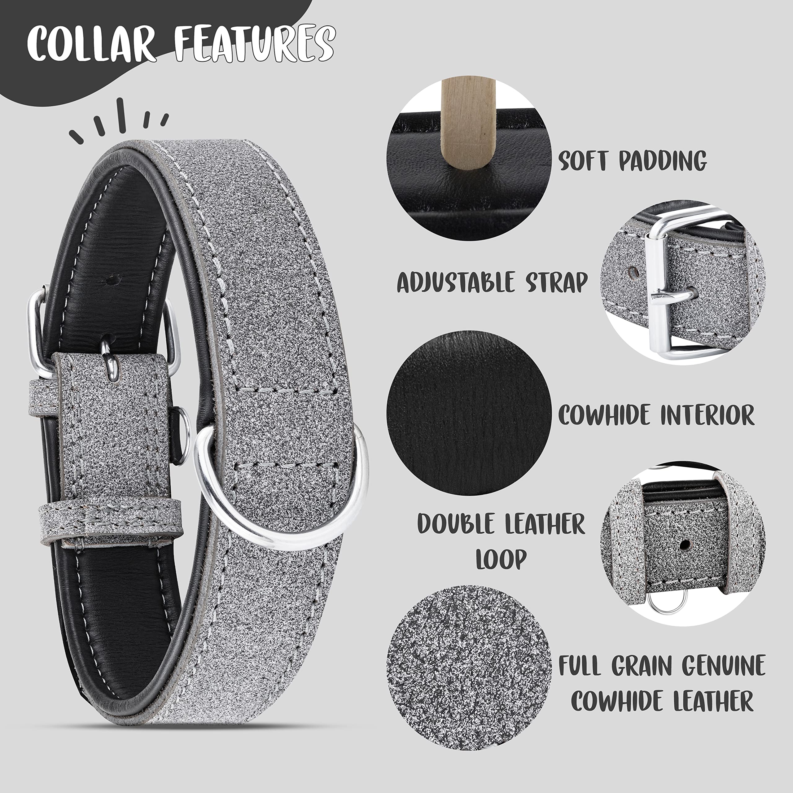 Riparo collar de cuero ajustable acabado suave para comodidad diaria
