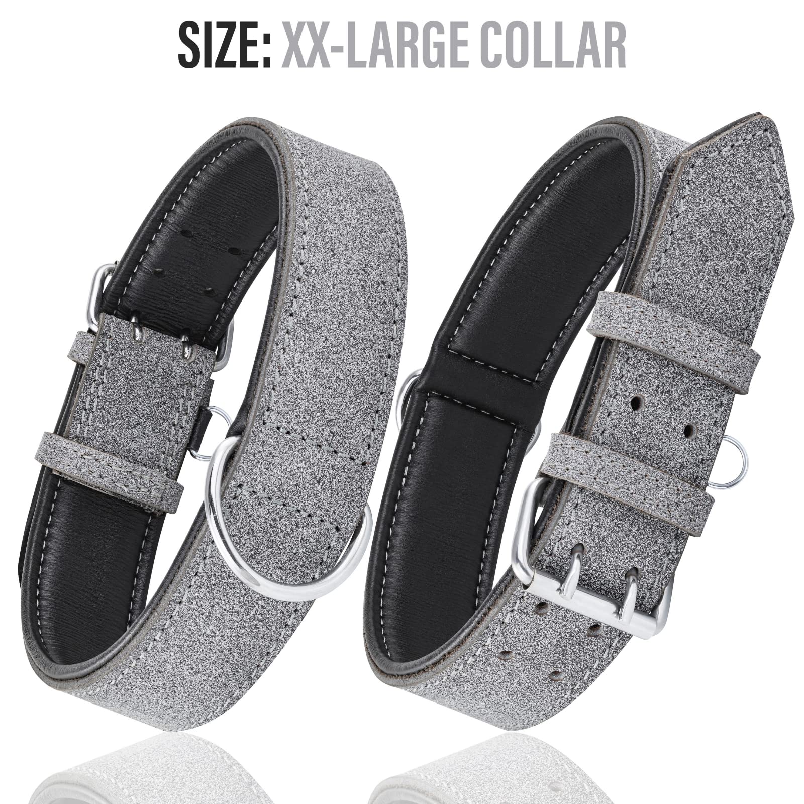 Riparo collar de cuero ajustable con anilla D para placa de identificación