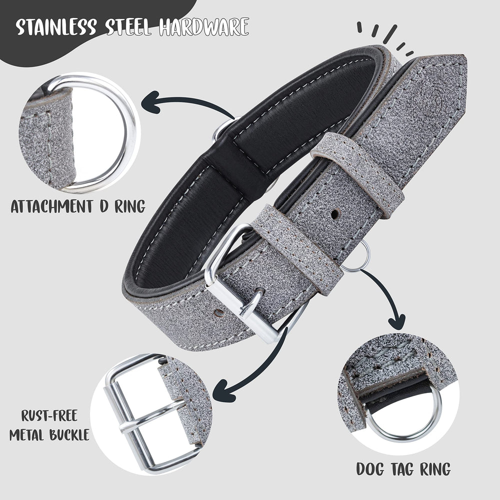 Riparo collar de cuero ajustable con forro de gamuza interior suave