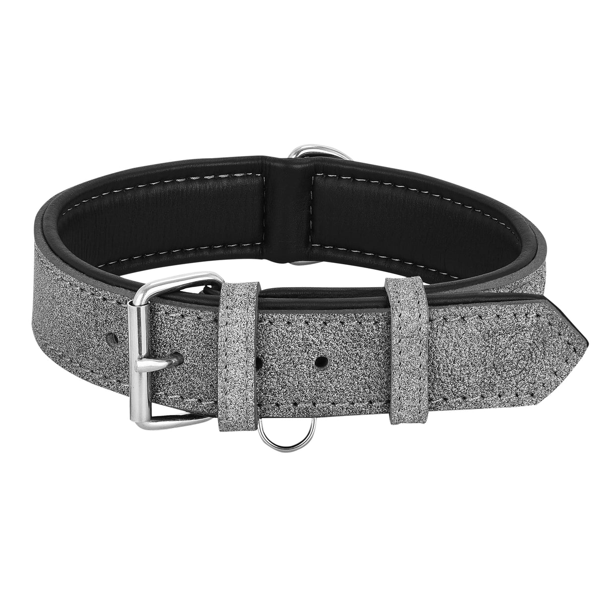 Riparo collar de cuero ajustable visto de frente para paseos y confort