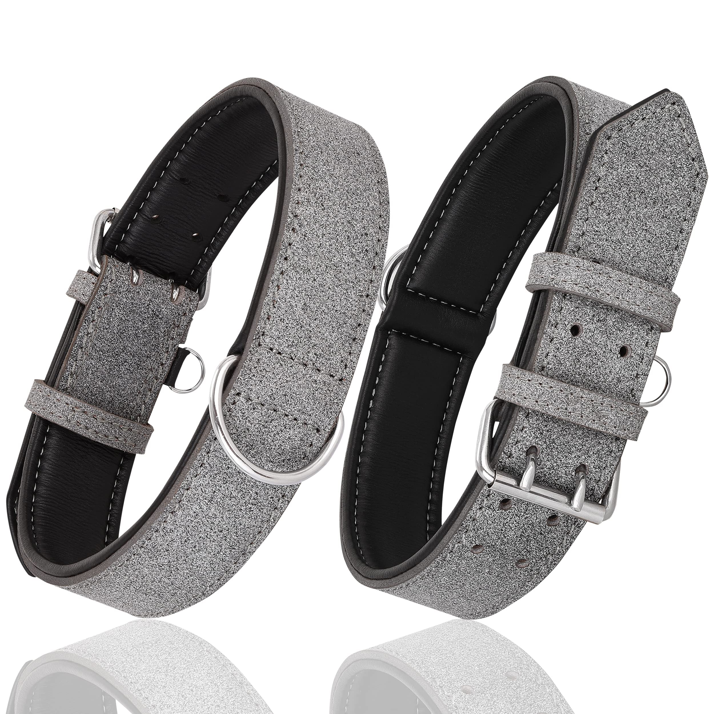 Riparo collar de cuero ajustable resistente para perros activos