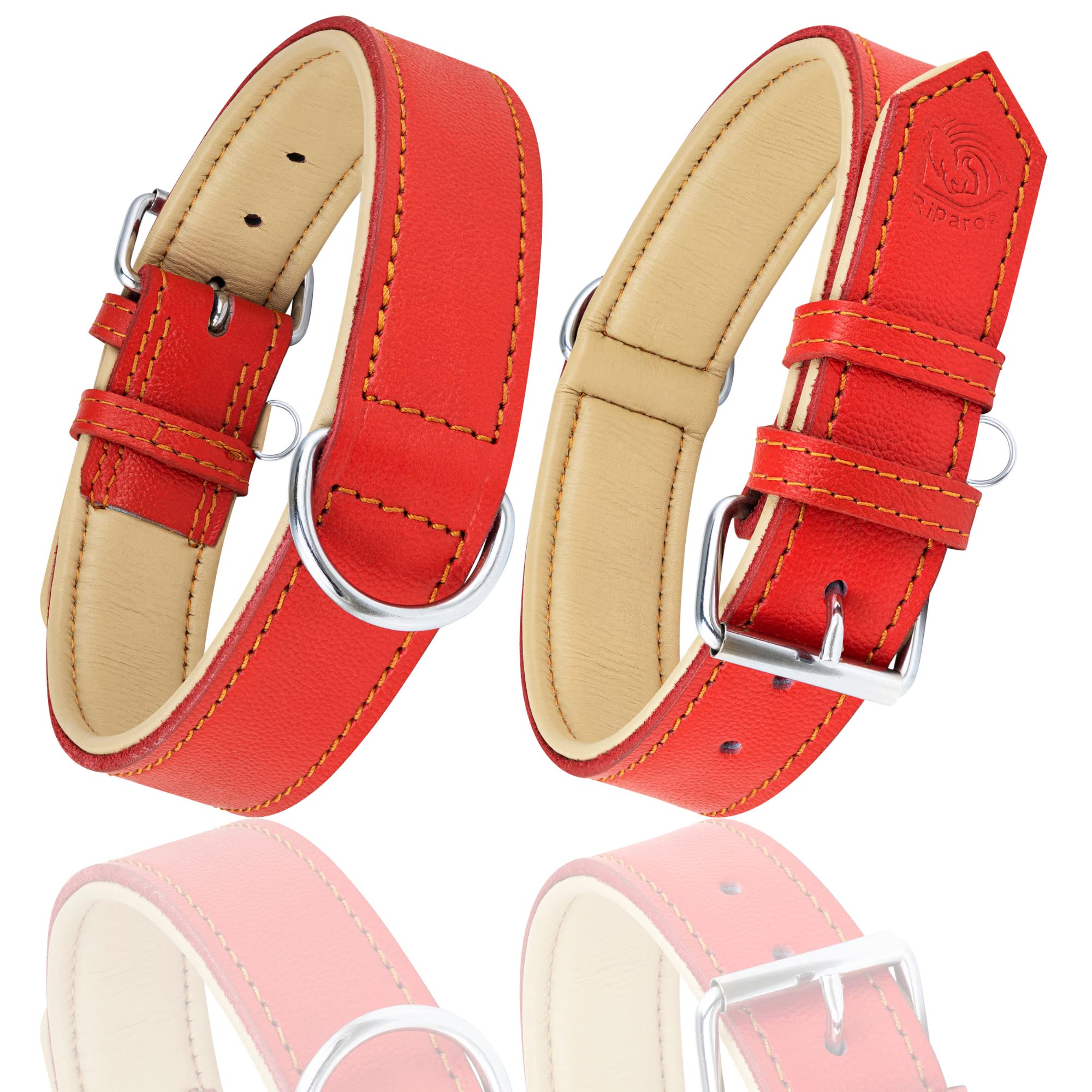 Riparo collar grande rojo, textura de cuero de alta calidad