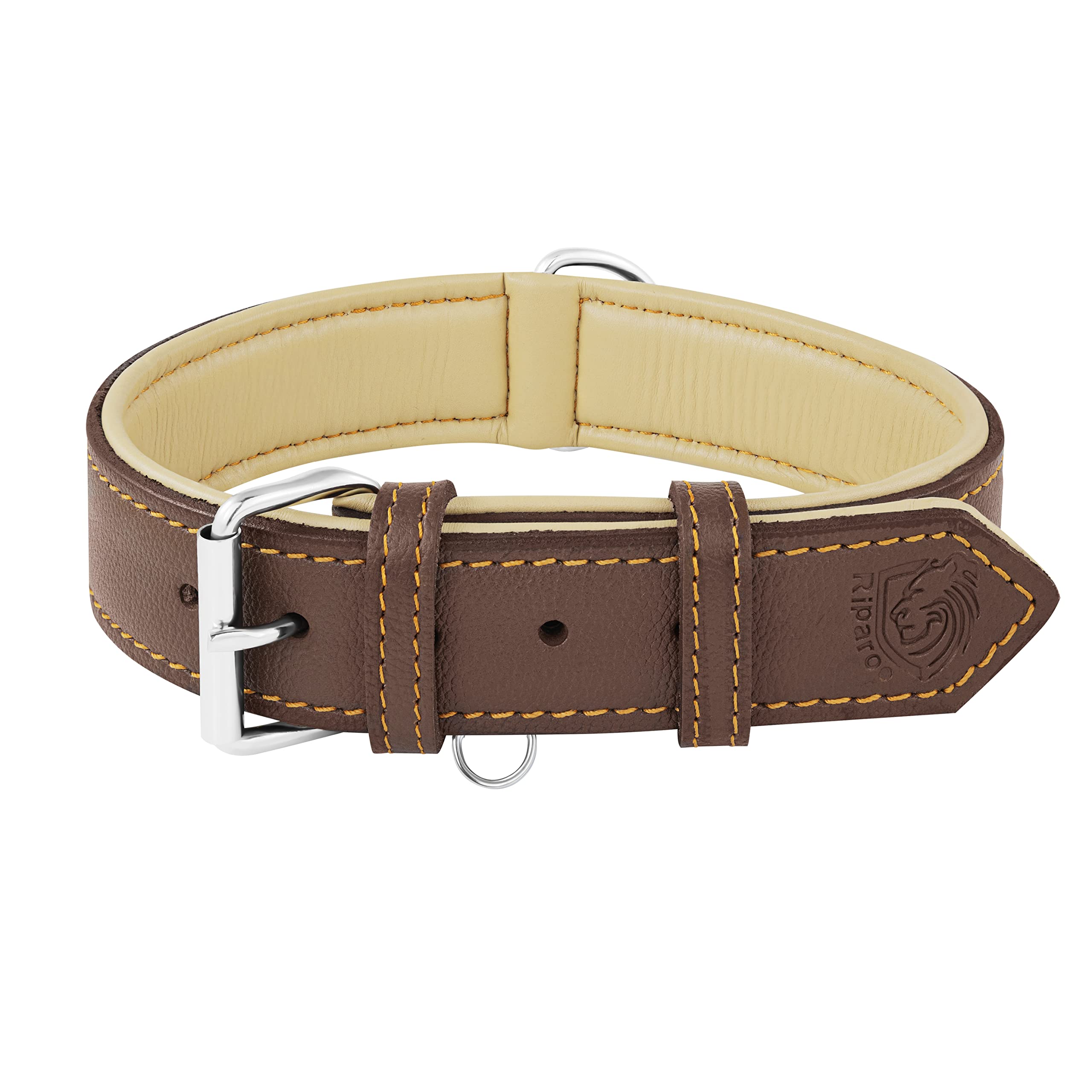 Riparo collar de cuero ajustable 2 pulgadas para perros, ajuste cómodo y seguro.
