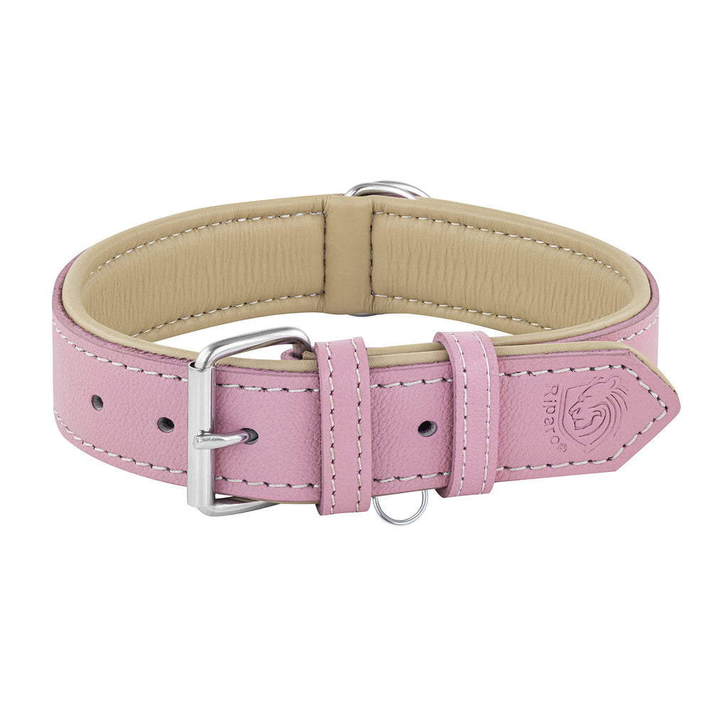 Collar Riparo de piel rosa ajustable para paseos diarios