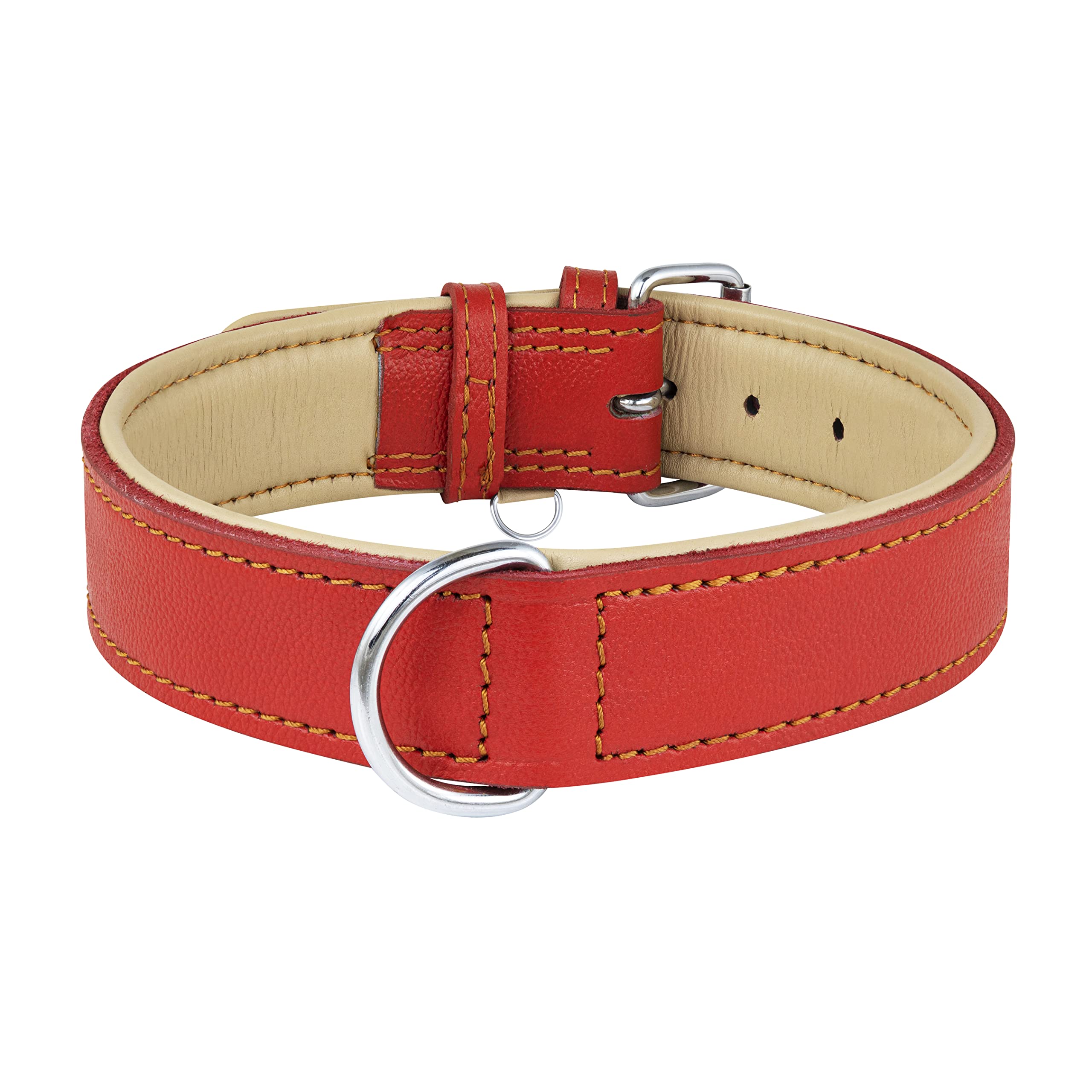 Riparo collar rojo de cuero, ideal para combinar con correa a juego