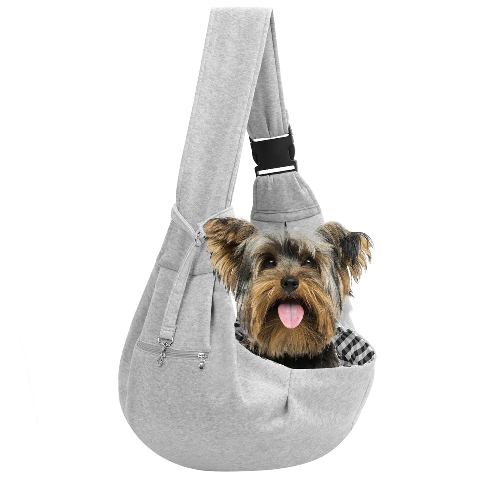 Riuja portador-bandolera para perro ajustable en gris, comodidad para paseos.