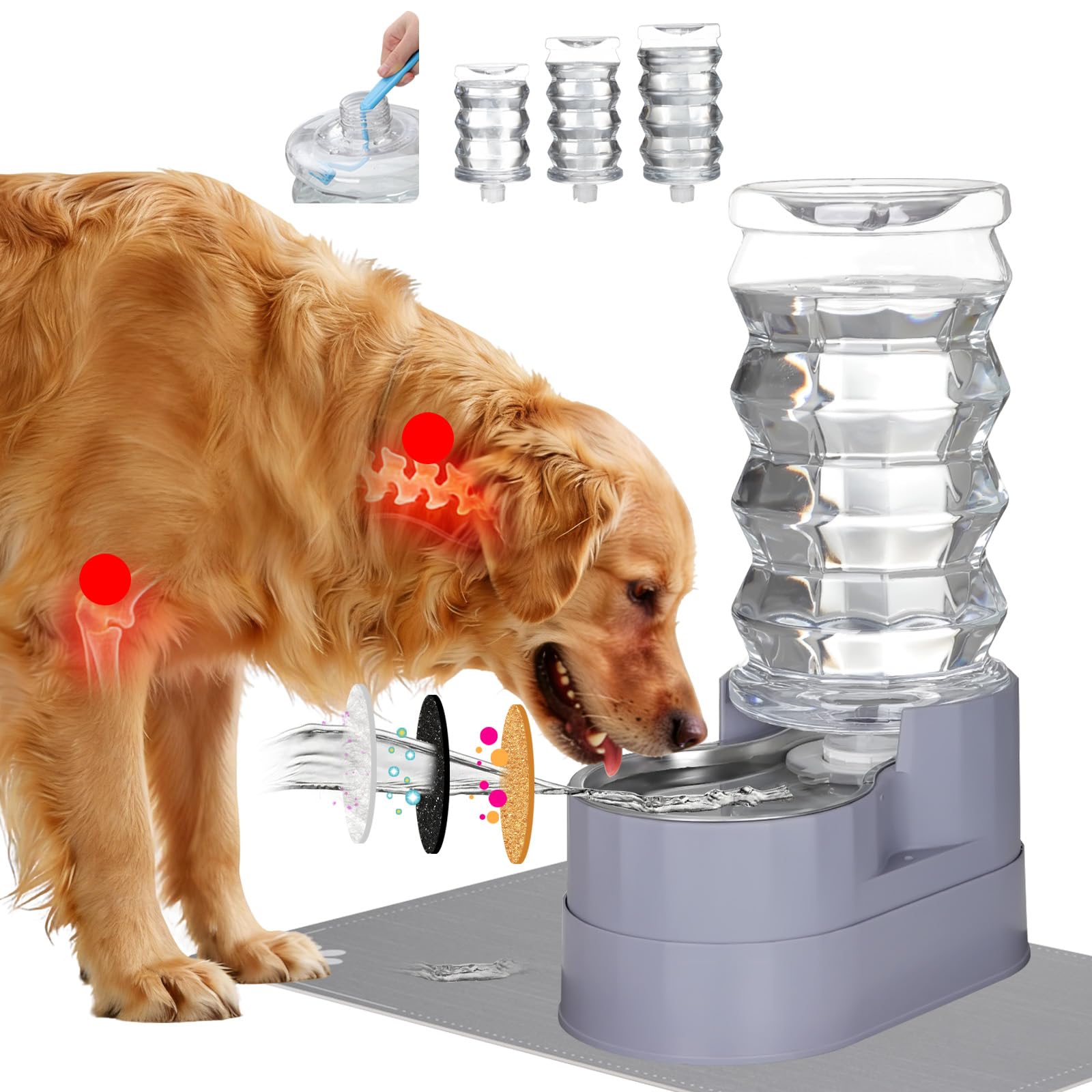 RIZZARI dispensador de agua a gravedad para perros, 8L, flujo constante.