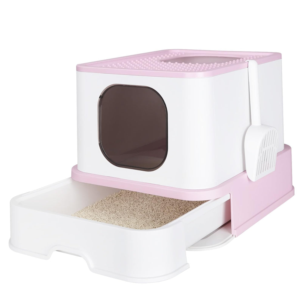 RIZZARI bacinita plegable para gatos con cajón, alta capacidad y fácil limpieza.