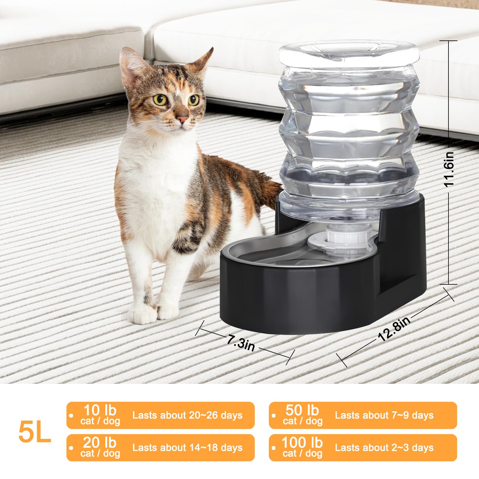 RIZZARI bebedero para perros, acero inoxidable 304, duradero y fácil de limpiar.