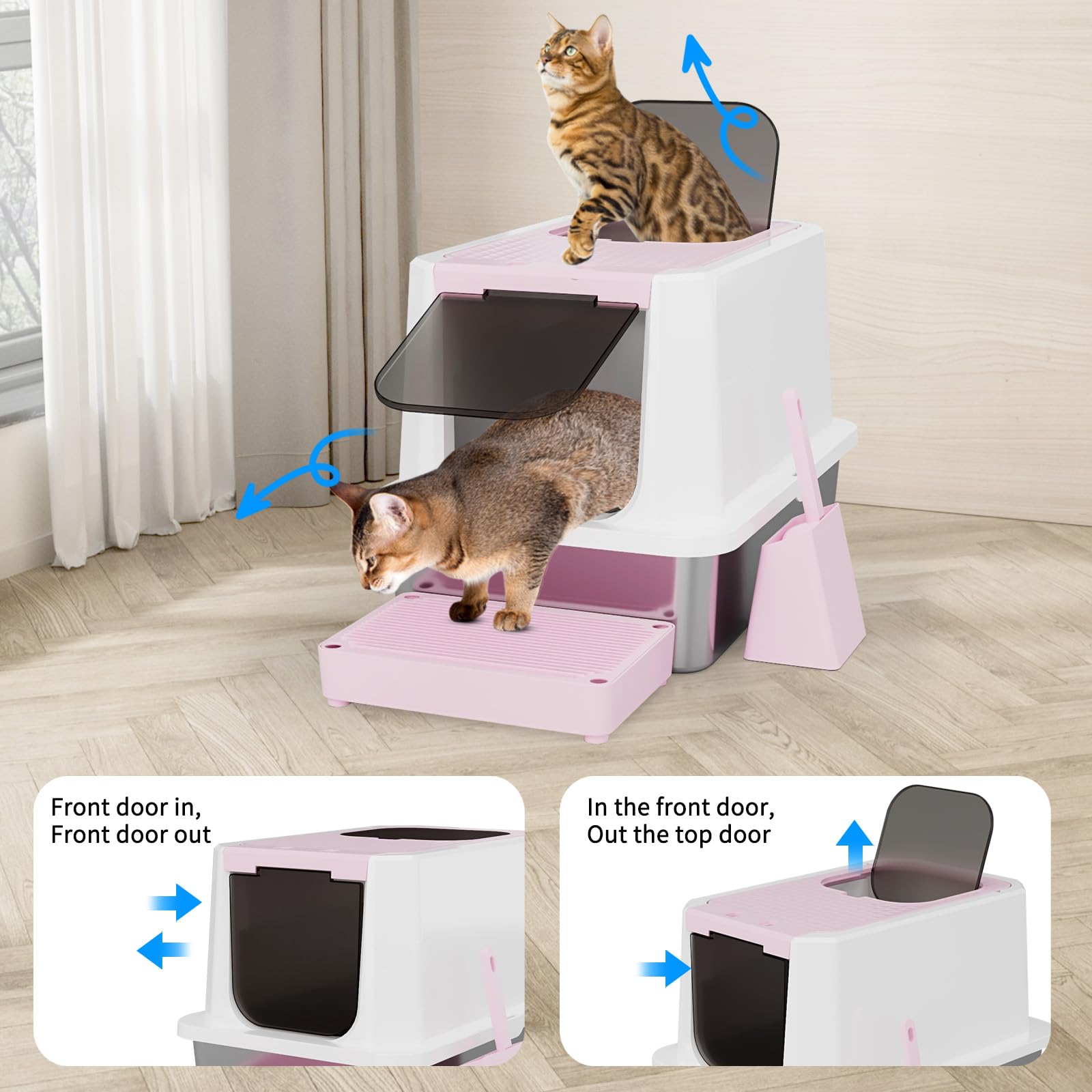 RIZZARI entrada frontal para gatos, cómodo y simple de usar en apartamentos.