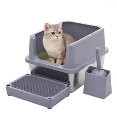 RIZZARI caja de arena para gatos, apertura superior, fácil de limpiar y usar.