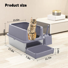 RIZZARI caja de arena extra grande, interior espacioso para gatos de cualquier tamaño.