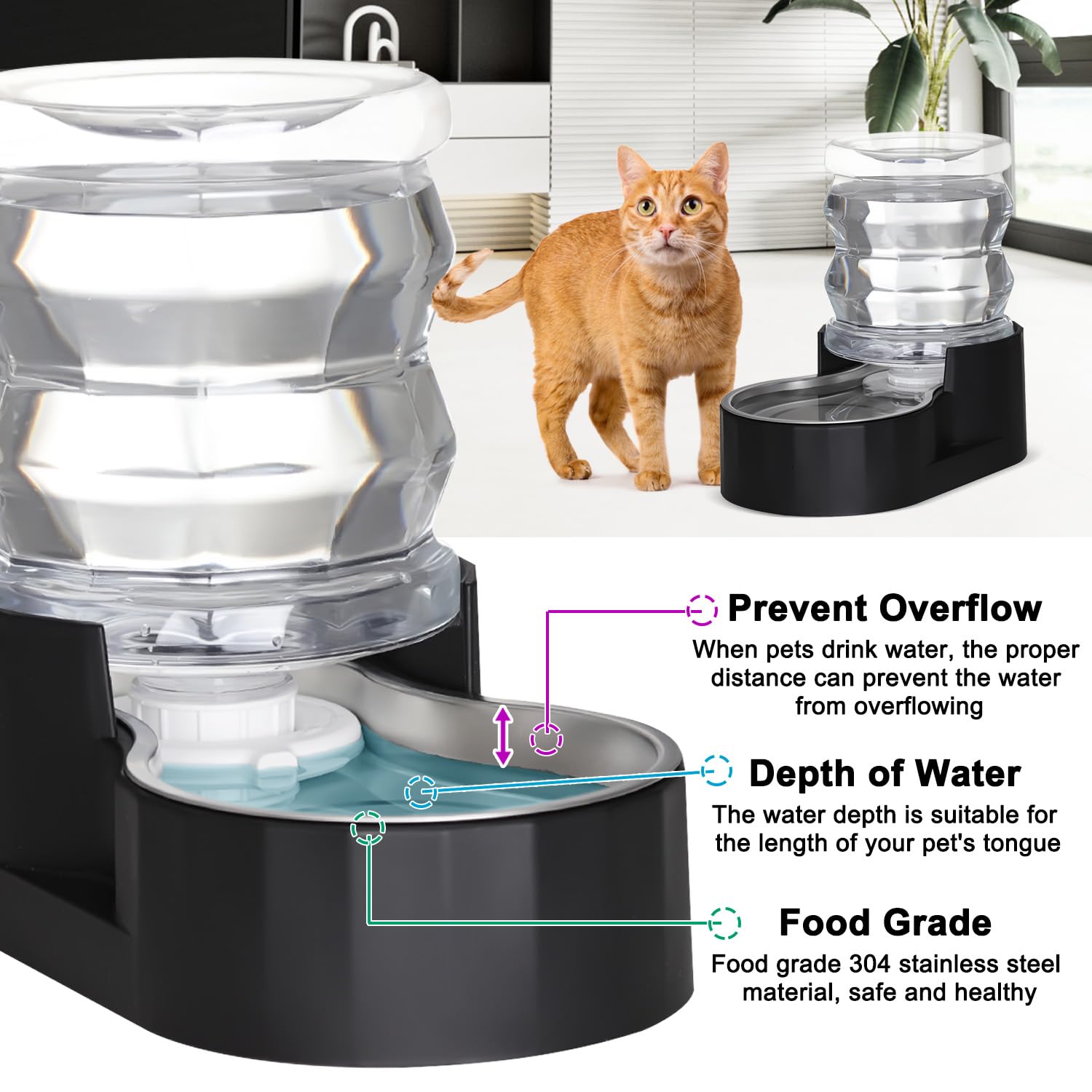 RIZZARI Dispensador de agua para interiores, ideal para salón y hidratación cercana a la mascota.