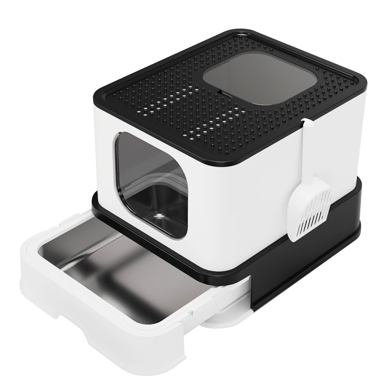 RIZZARI bandeja para gatos XXL negro con entrada superior, ideal para maximizar el espacio