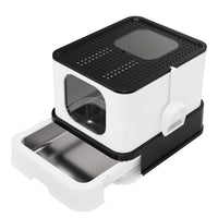 RIZZARI bandeja para gatos XXL negro con entrada superior, ideal para maximizar el espacio