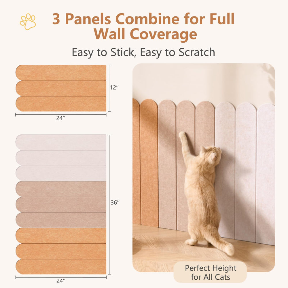 RizzQi Rascador de pared adhesivo naranja, diseño moderno que ahorra espacio.