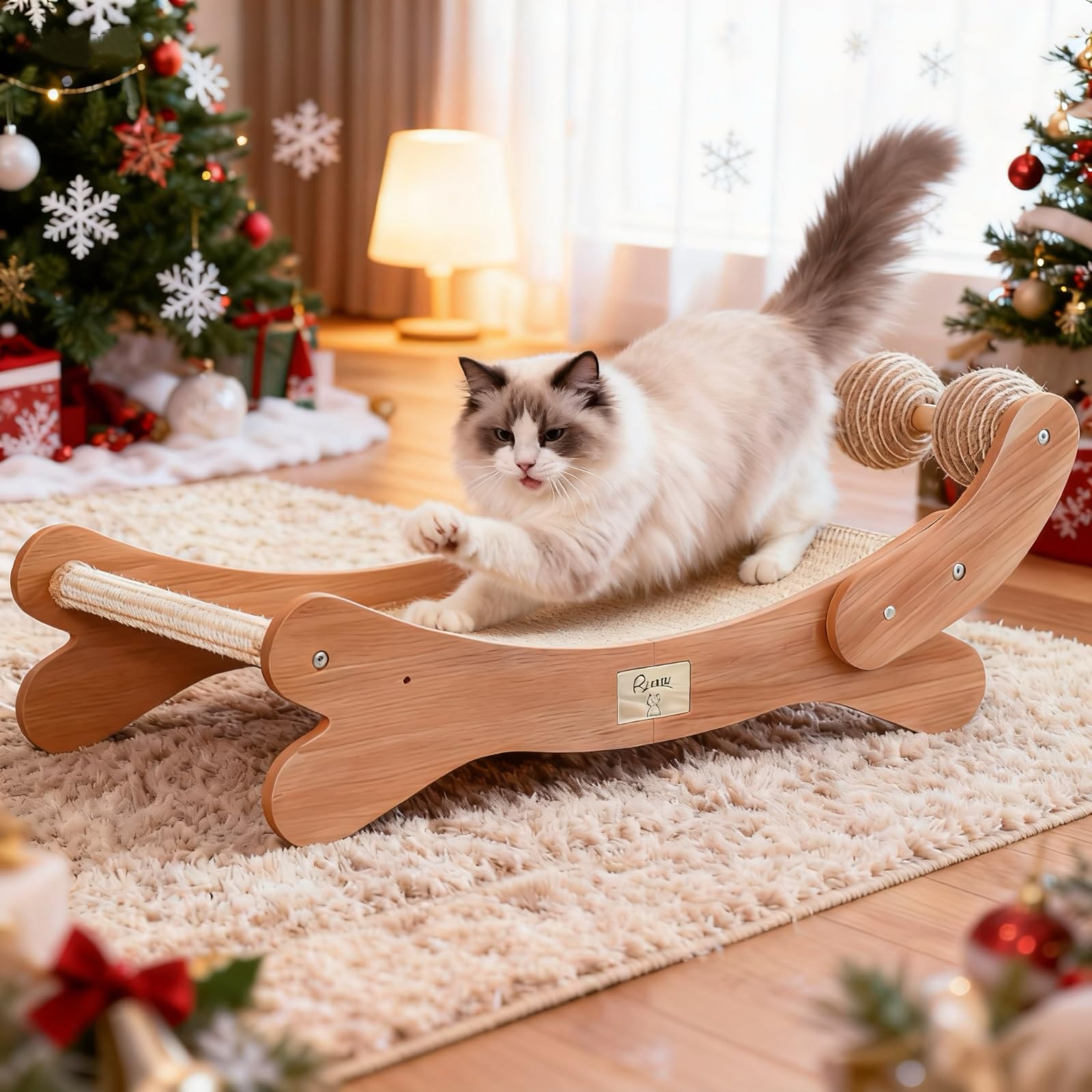 RizzQi hamaca de madera para gatos, mayor confort.