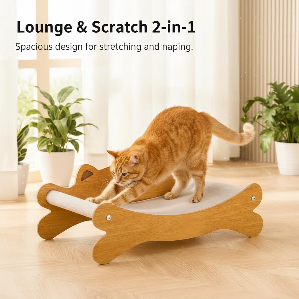RizzQi rasca-madera-para-gatos, estructura duradera para rascar.