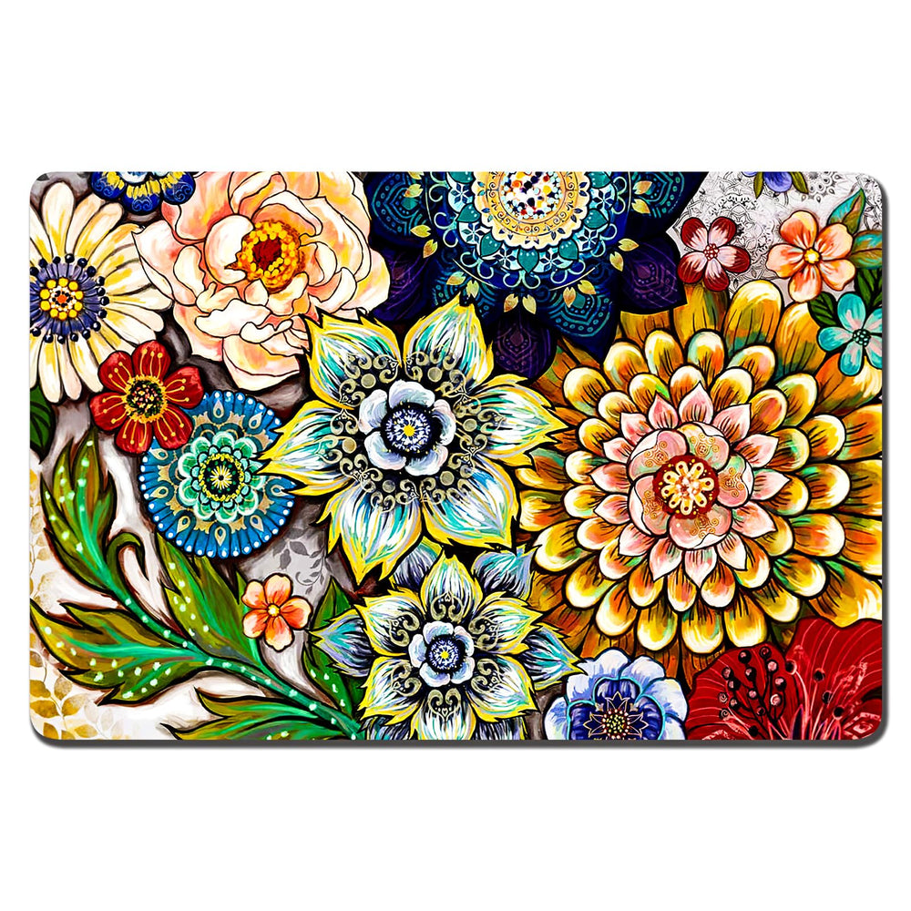 Alfombrilla Rnivvi para comida de perro con flor mandala y protección del piso