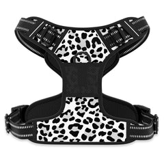 Arnés Rnivvi No Pull leopardo reflectante para paseos seguros.