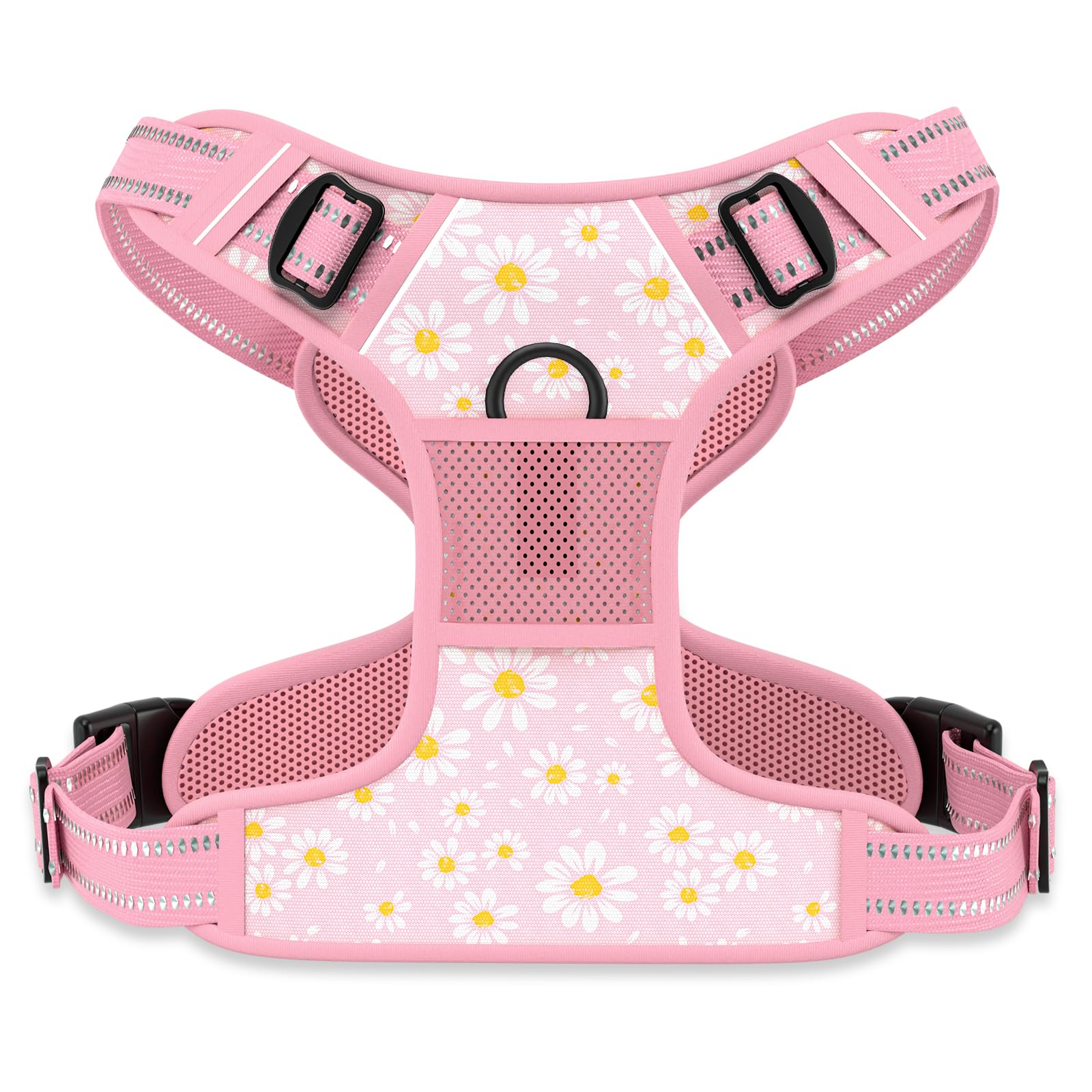 Arnés Rnivvi floral rosa para paseos cómodos y con estilo.