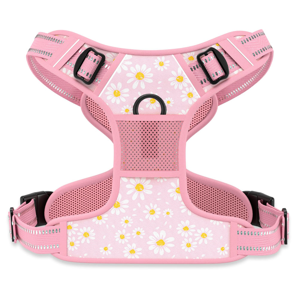 Arnés Rnivvi floral rosa para paseos cómodos y con estilo.