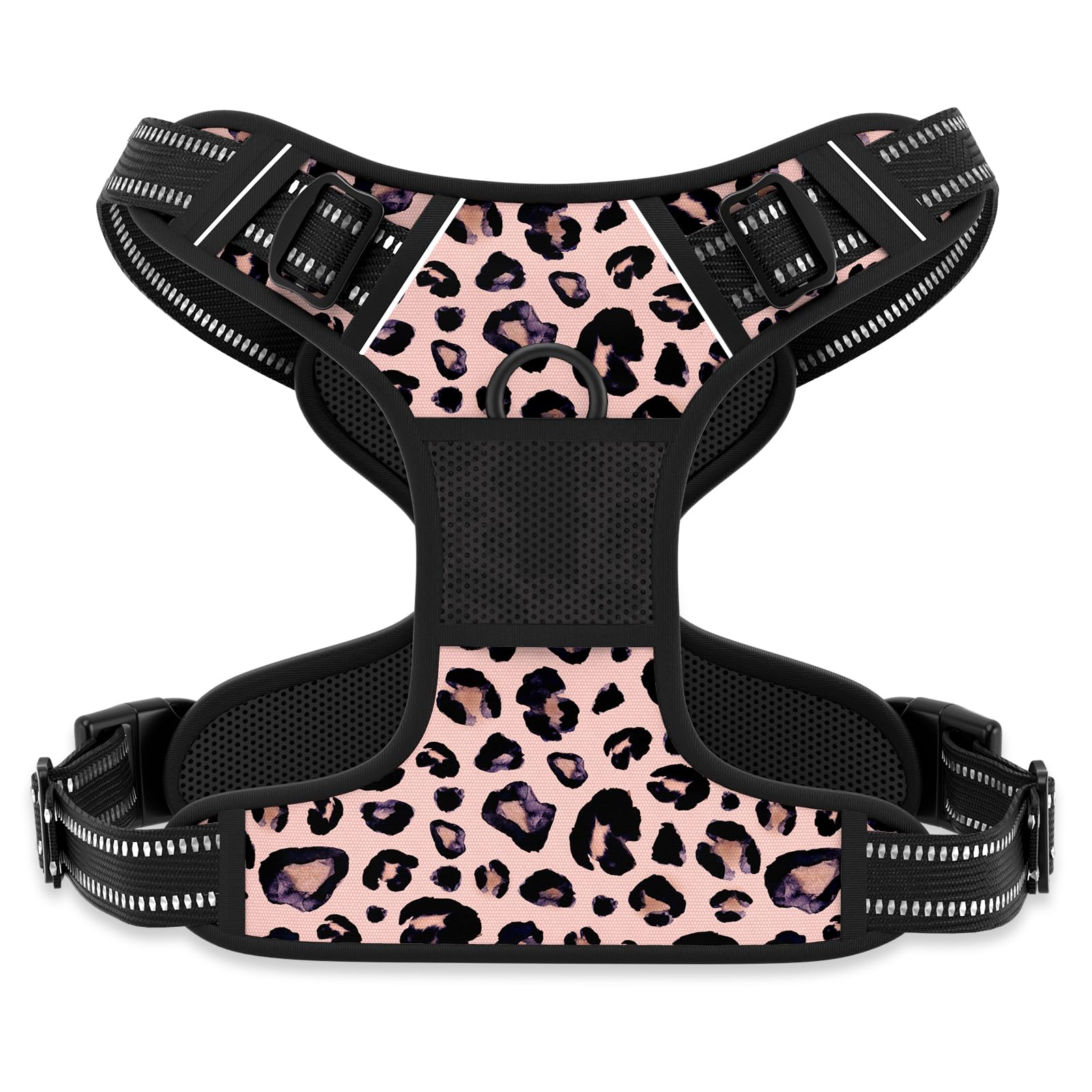Arnés Rnivvi sin tirones leopardo rosa XL para paseos nocturnos
