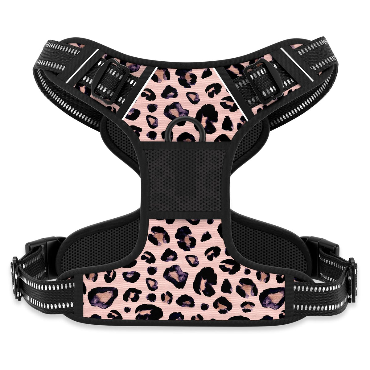 Arnés Rnivvi sin tirones leopardo rosa XL para paseos nocturnos