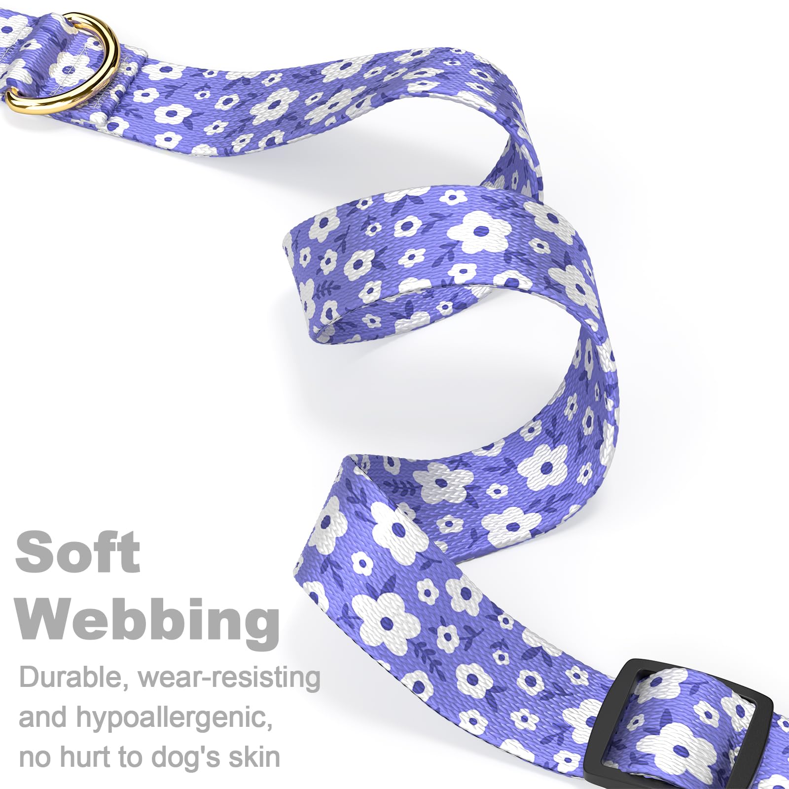 Collar Rnivvi para perro grande con diseño de hojas, uso diario activo.