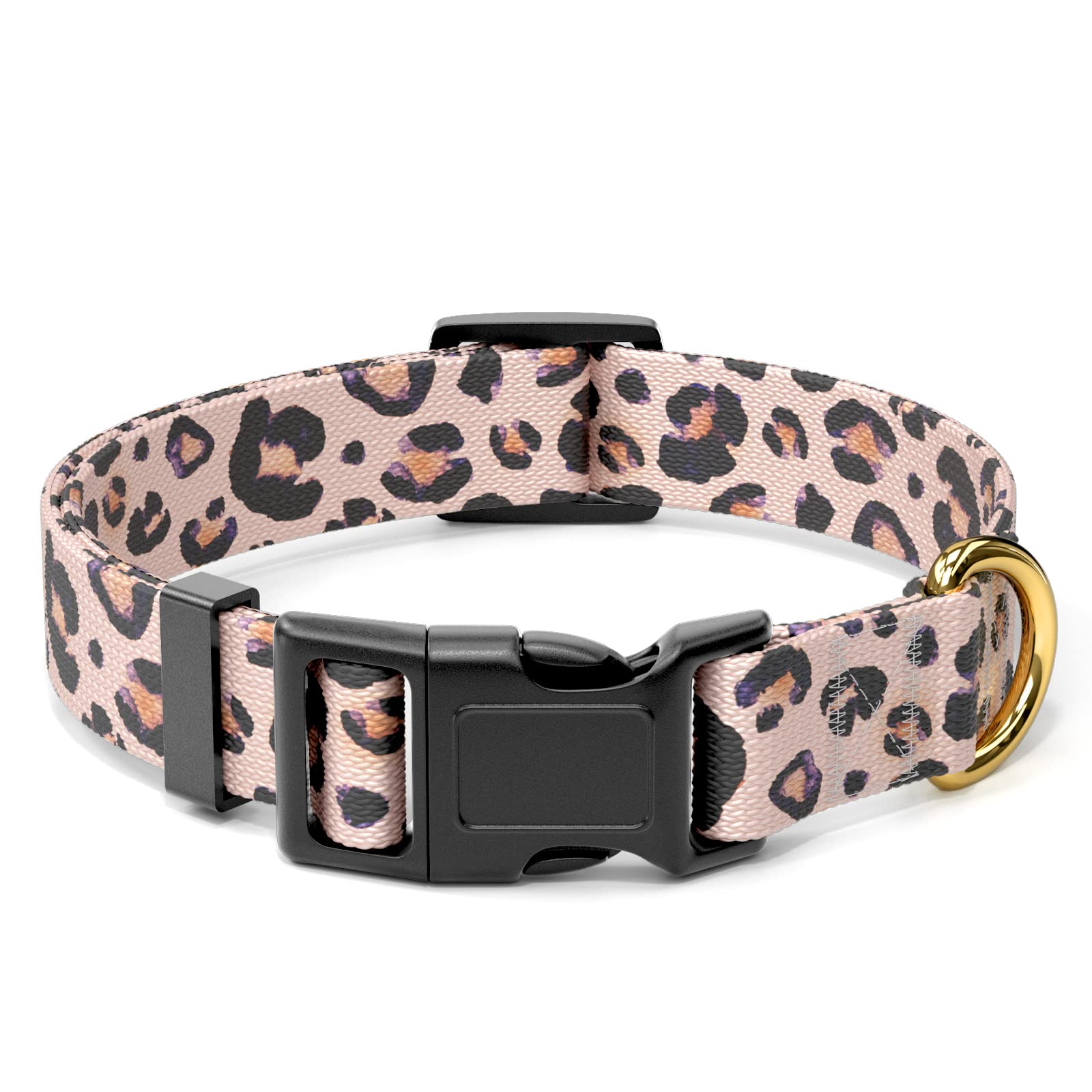 Collar Rnivvi para perros grandes con diseño leopardo rosa, elegante para paseos.