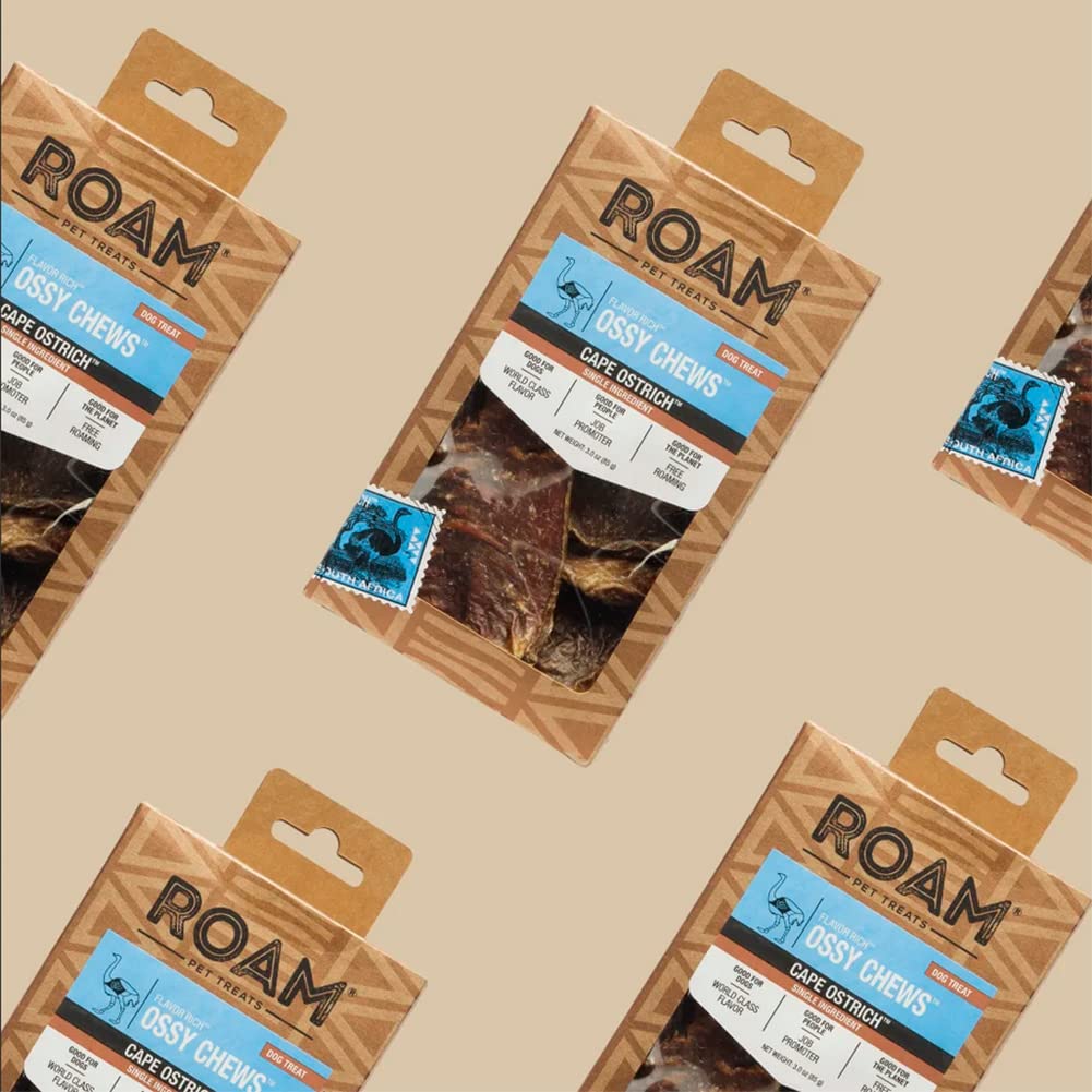 ROAM uso diario de masticables de avestruz para perros, recompensa segura.