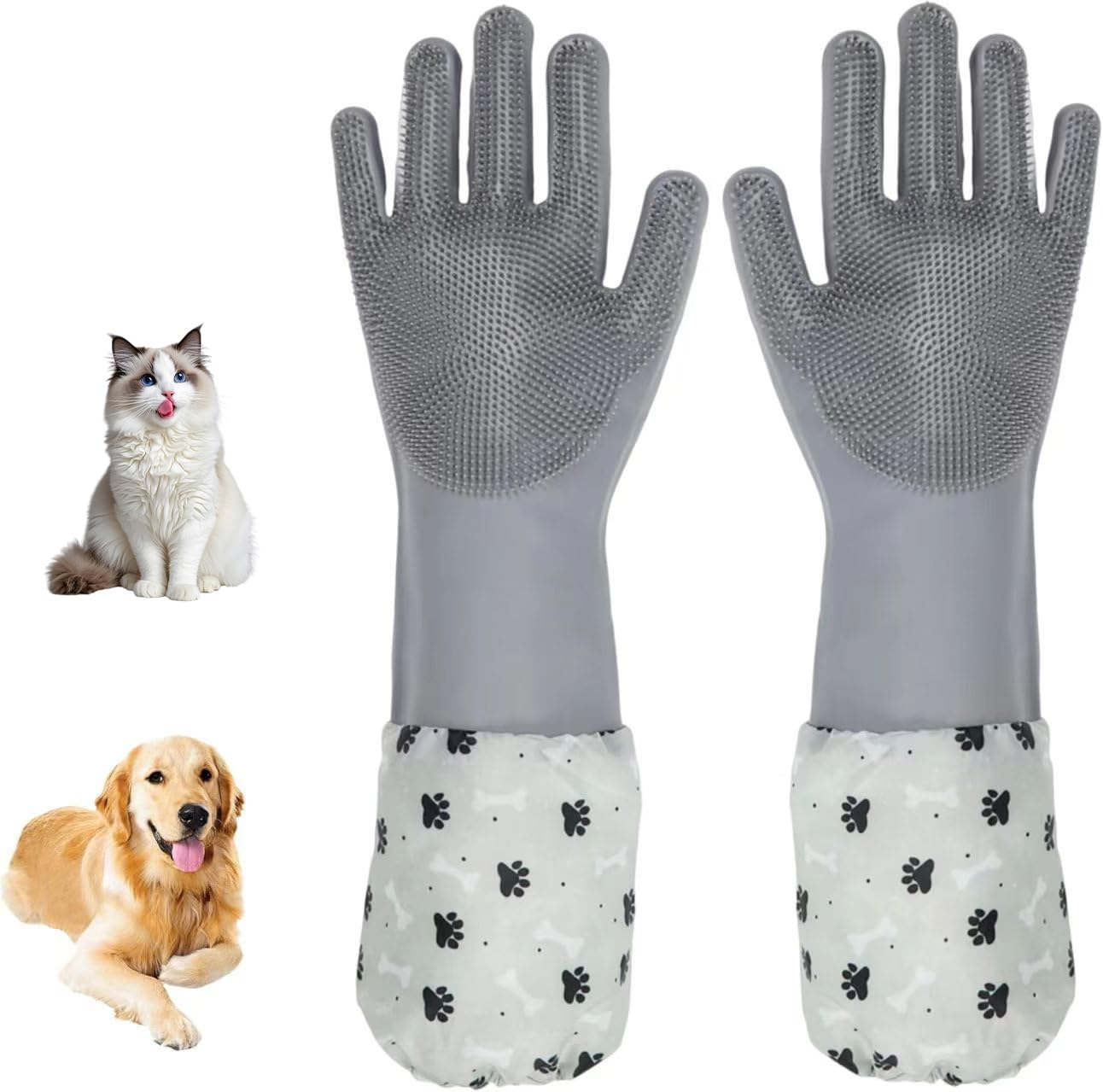 ROBATUN guantes de lavado para perros con cerdas densas eliminan pelo suelto y suciedad.