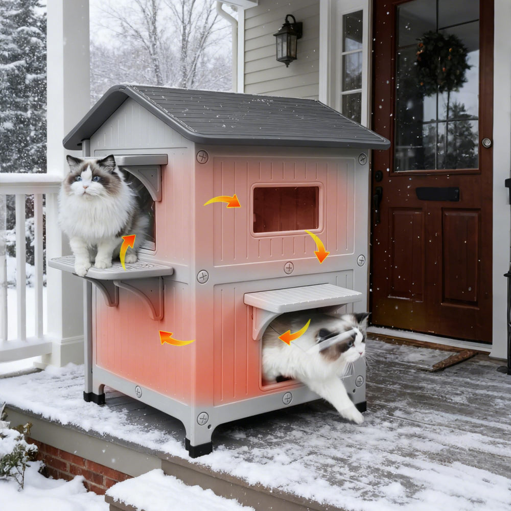 Rockever casa exterior para gatos, limpieza fácil gracias al material duradero