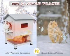 Rockever casa exterior para gatos, puerta de escape para seguridad de gatas ferales