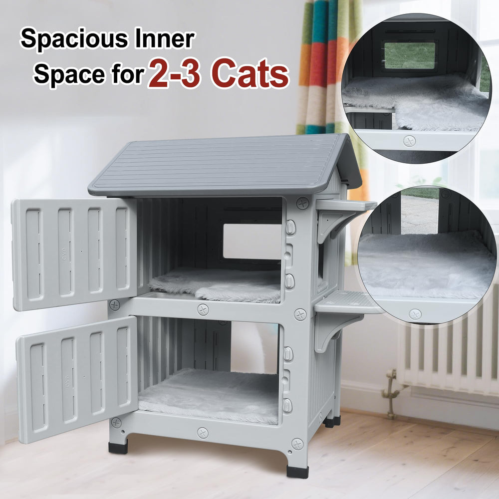 Rockever casa exterior para gatos, construcción resistente para uso exterior