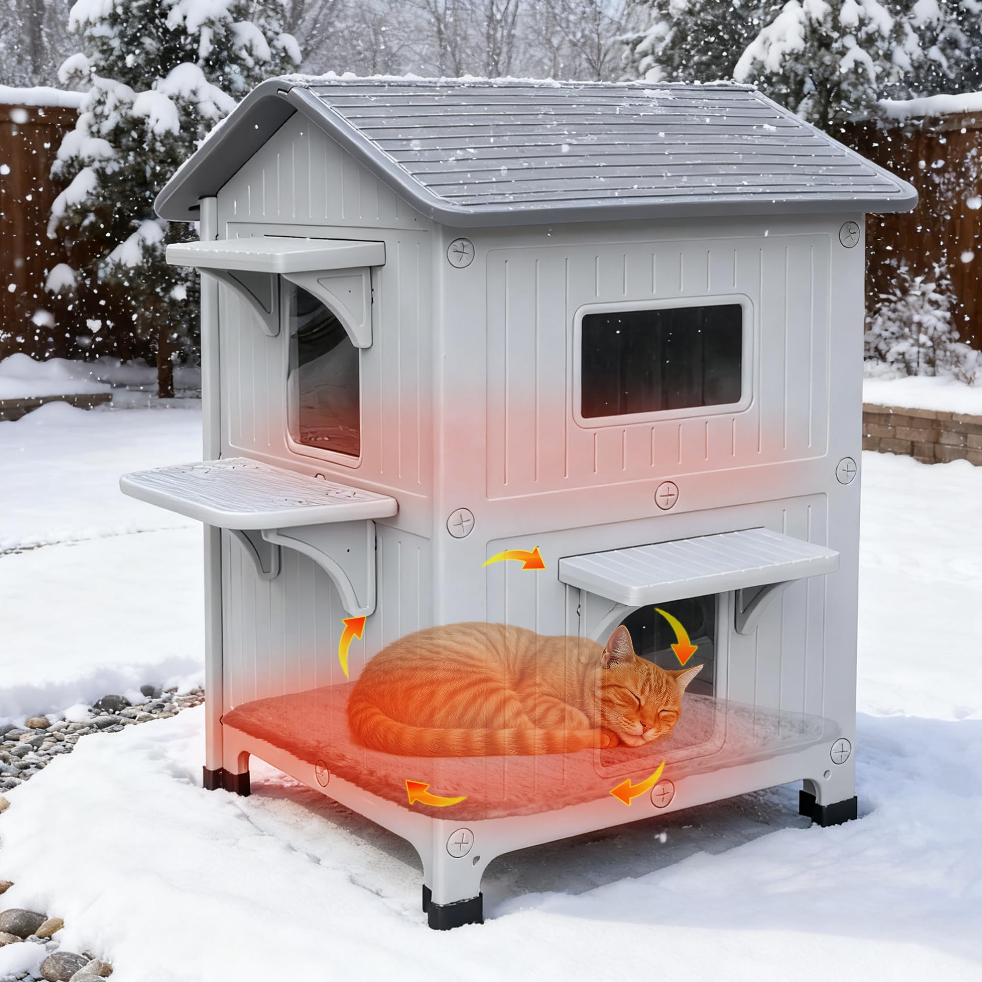Rockever casa exterior para gatos, techo desmontable para mantenimiento sencillo