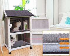 Rockever casa-gato limpieza-facil techo extraíble para limpieza diaria.