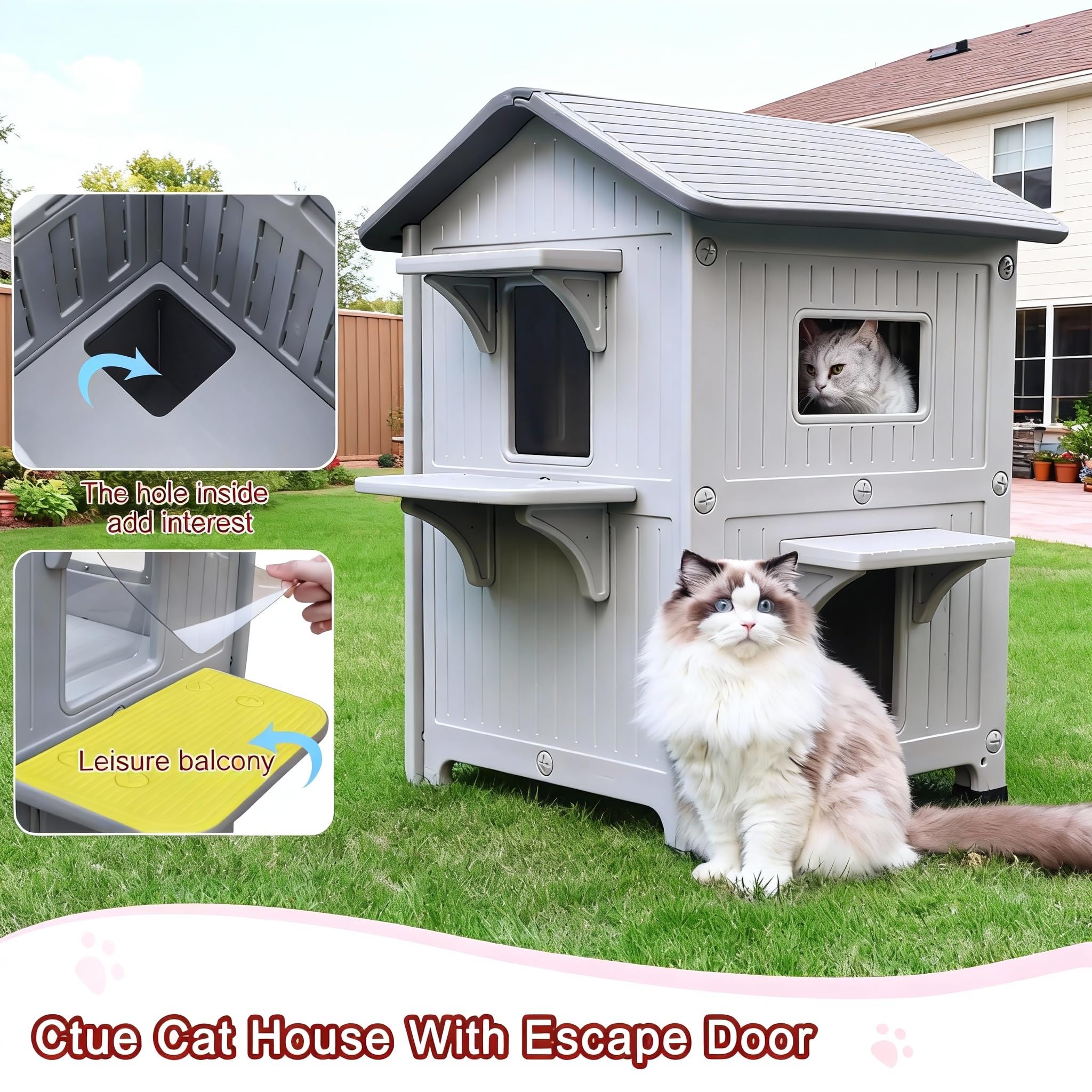 Rockever casa gatos montaje sencillo con herrajes incluidos.