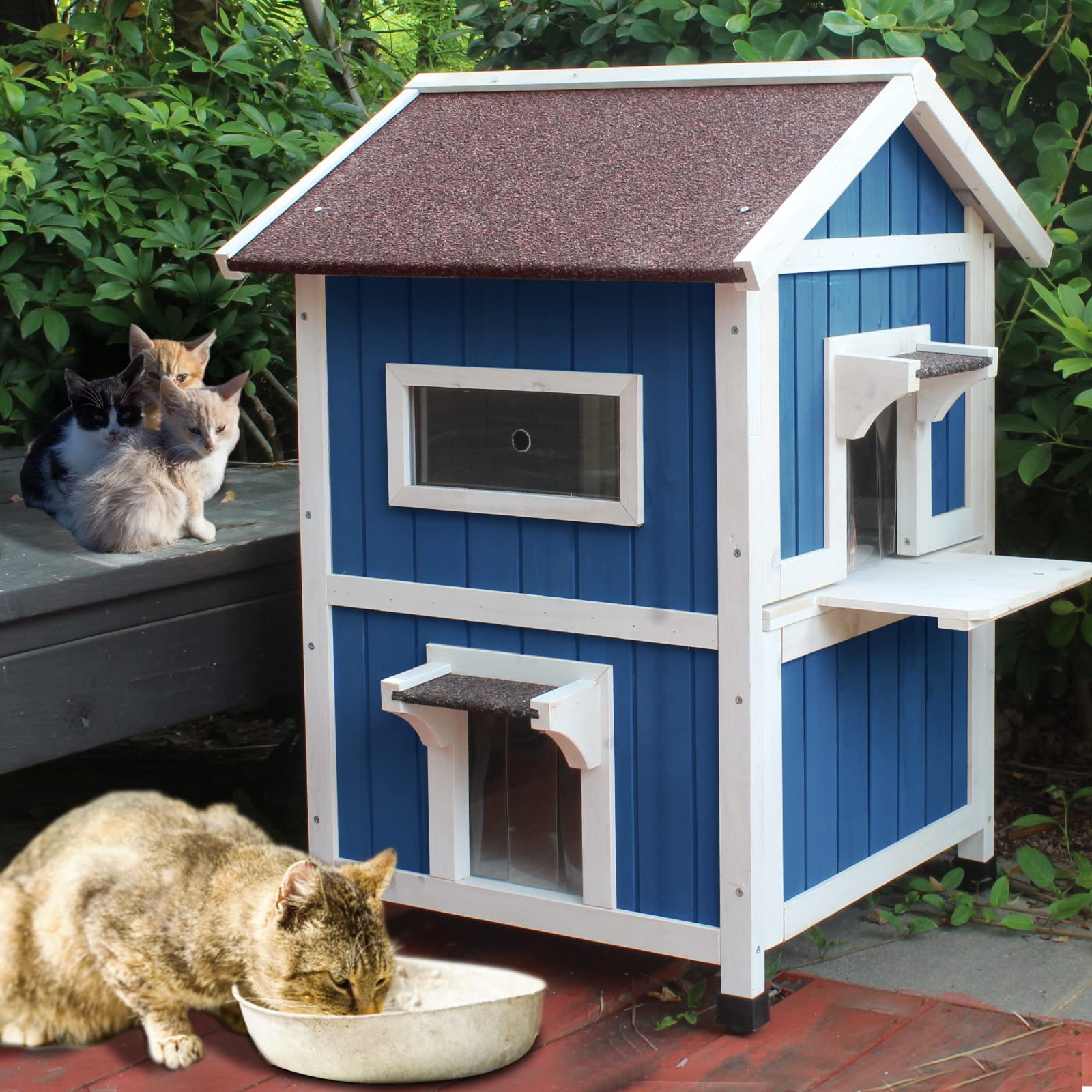 Rockever refugio felino cómodo, espacio estable para dormir y jugar