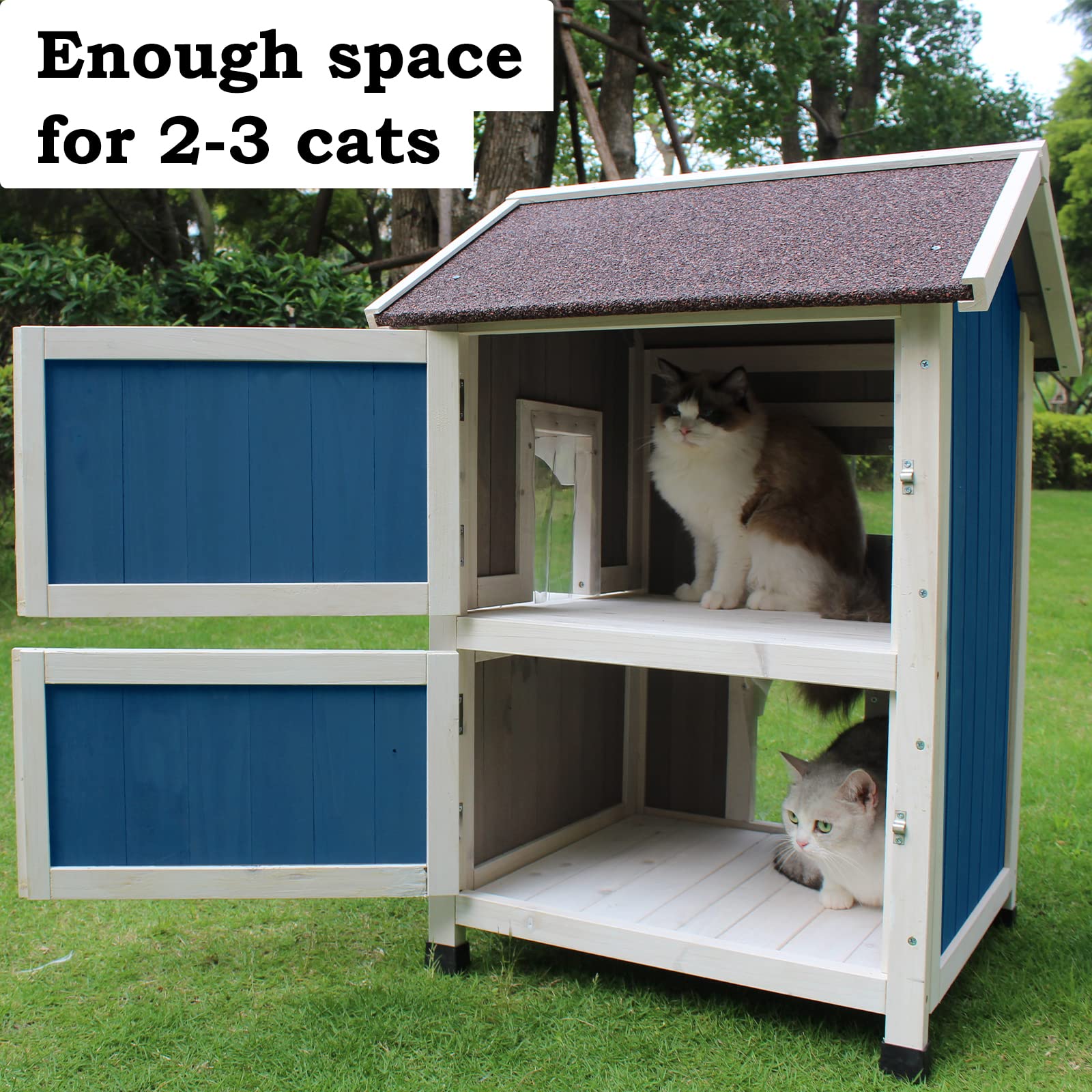 Rockever casa gatos dos pisos, espacio ampliado para explorar y descansar
