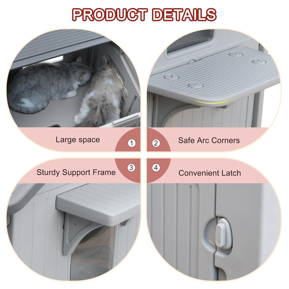 Rockever casa gatos aislamiento doble reduce cambios bruscos de temperatura.