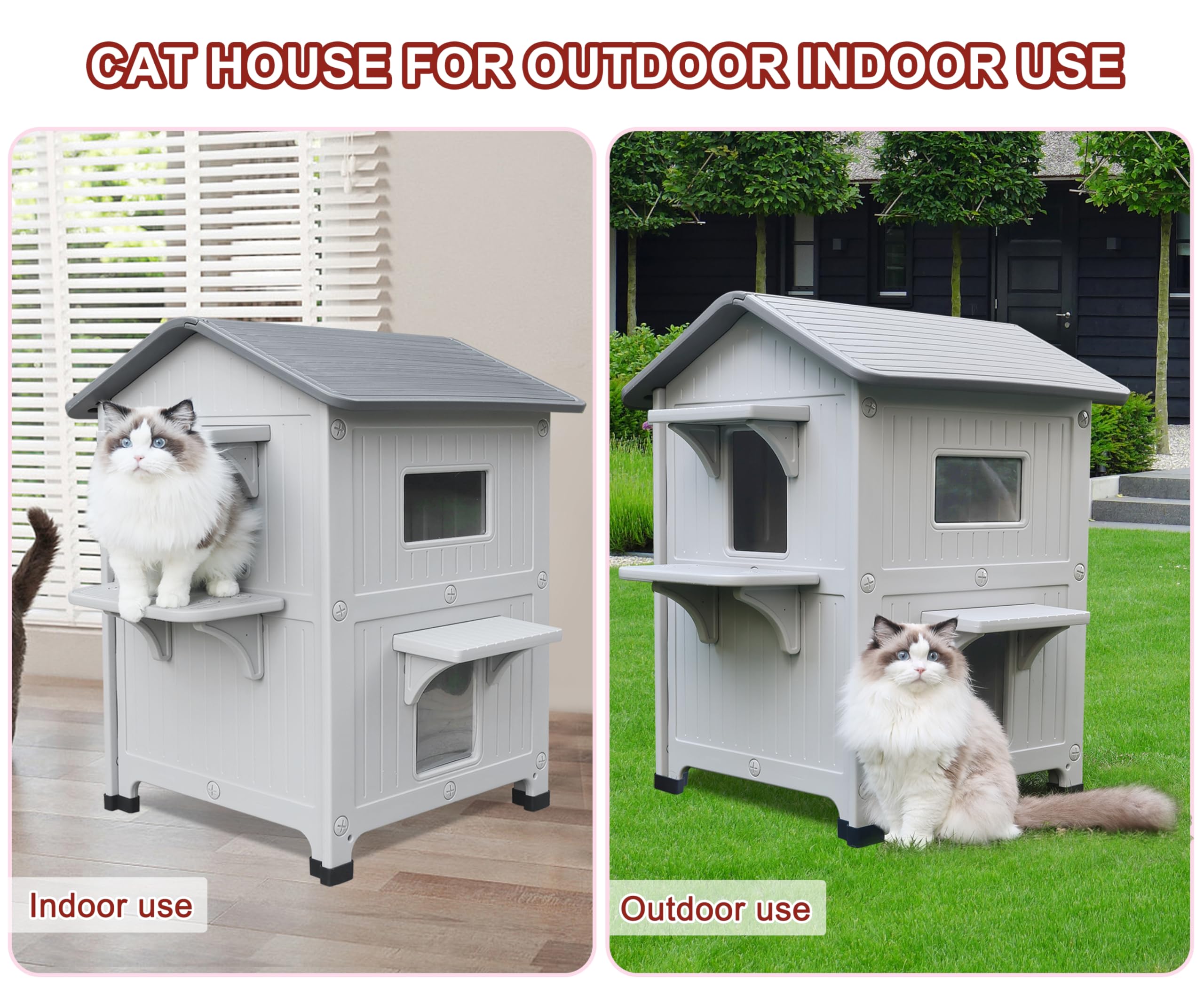 Rockever casa gatos para exterior apta para terrazas, porches o garajes.