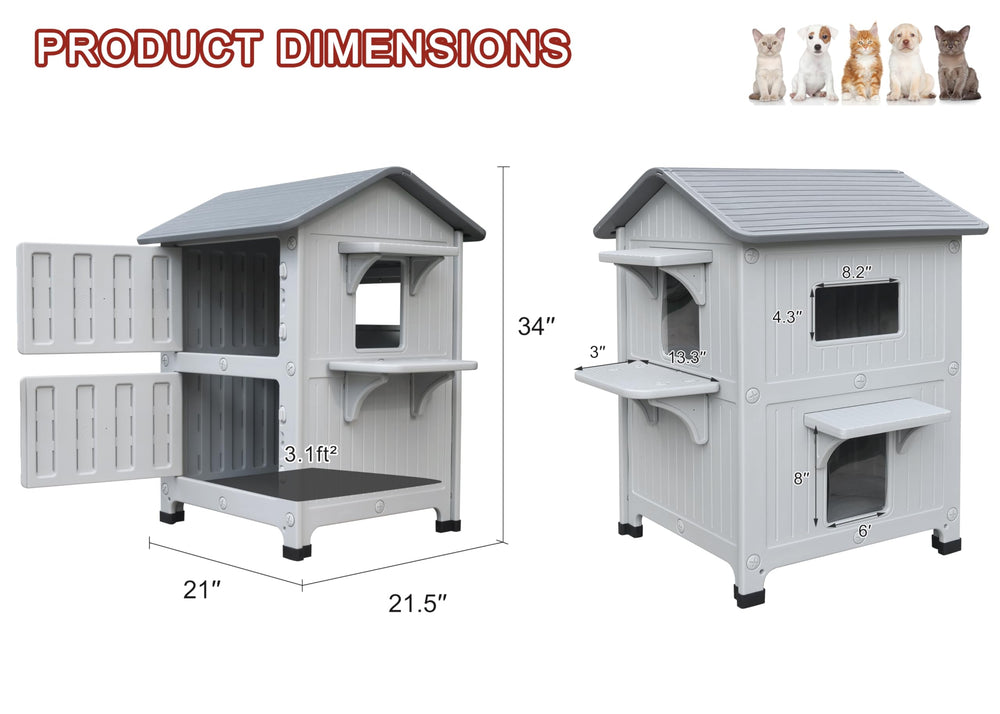Rockever casa gatos elevadas protege del frío y humedad del suelo.