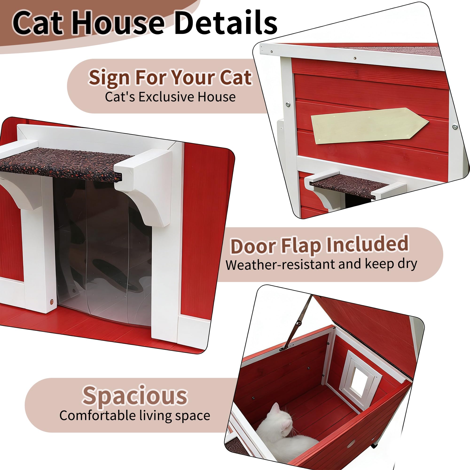 Rockever-casa-gatos-puerta-acrilica, apertura trasera protegida con cubierta acrílica.