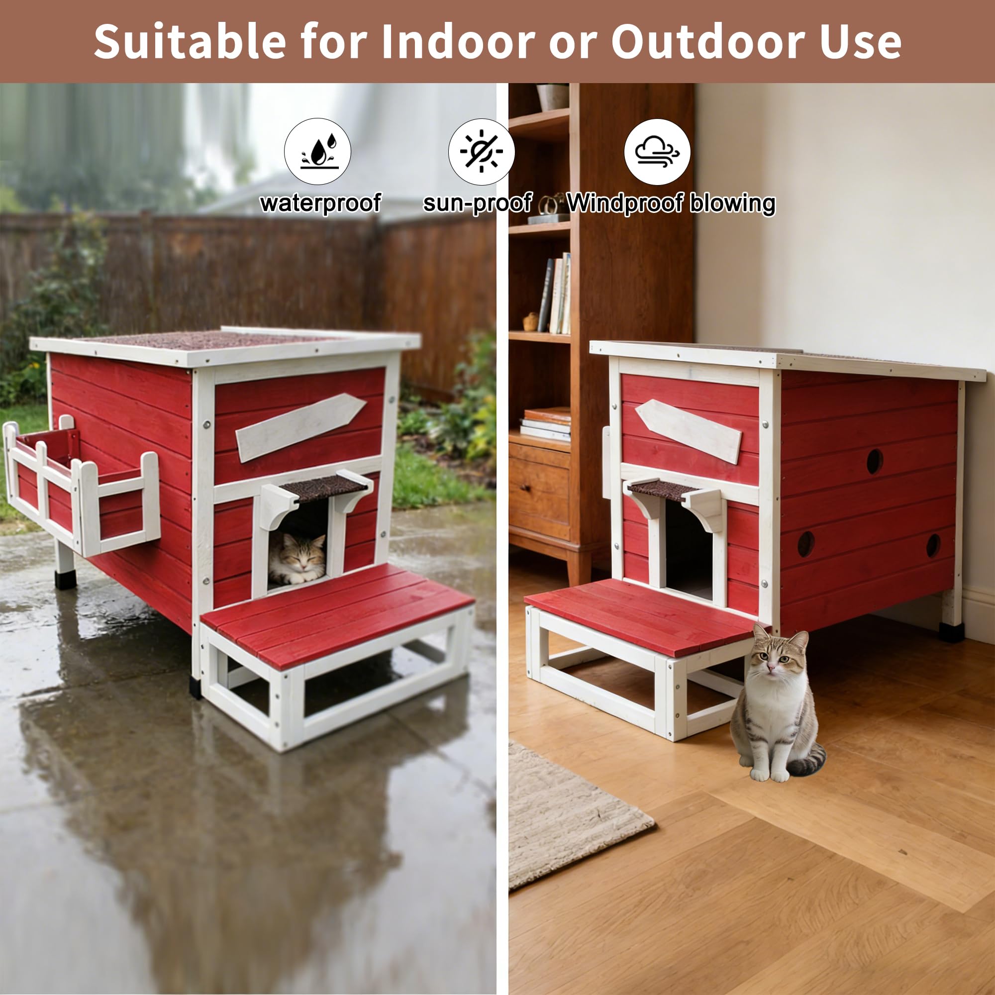 Rockever-casa-gatos-suelo-extraible, piso desmontable para facilitar la limpieza.