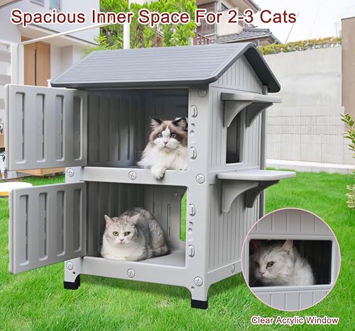 Rockever casa gatos techo impermeable protege contra lluvia y humedades.