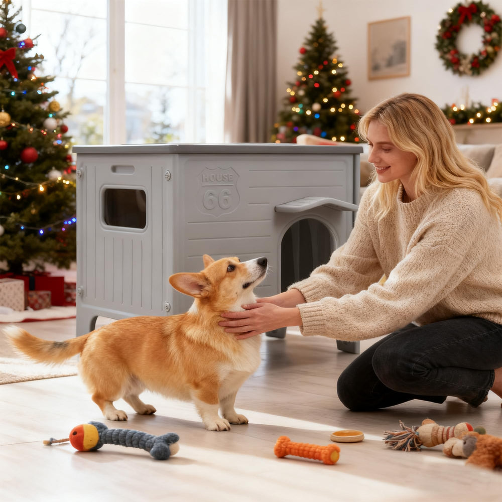 Rockever casa para perro, alfombra interna incluida para confort.